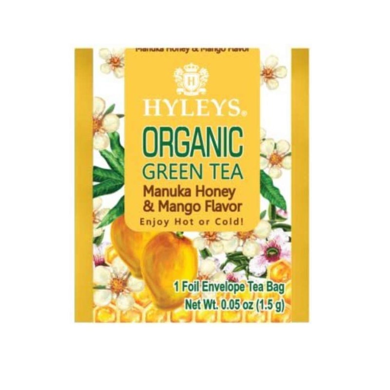 Hyleys Organic Green Tea Manuka Honey and Mango Flavor - 25 Tea Bags - Image 2